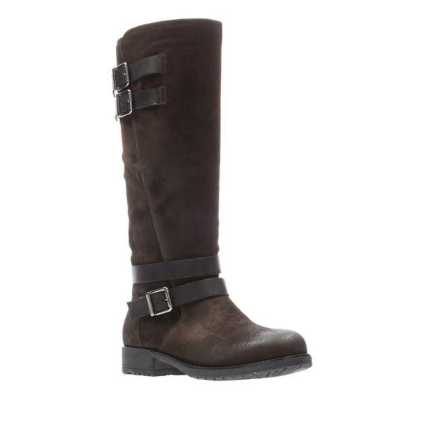 Clarks Womens Adelia Dusk Biker Boots Brown | UK-1327068